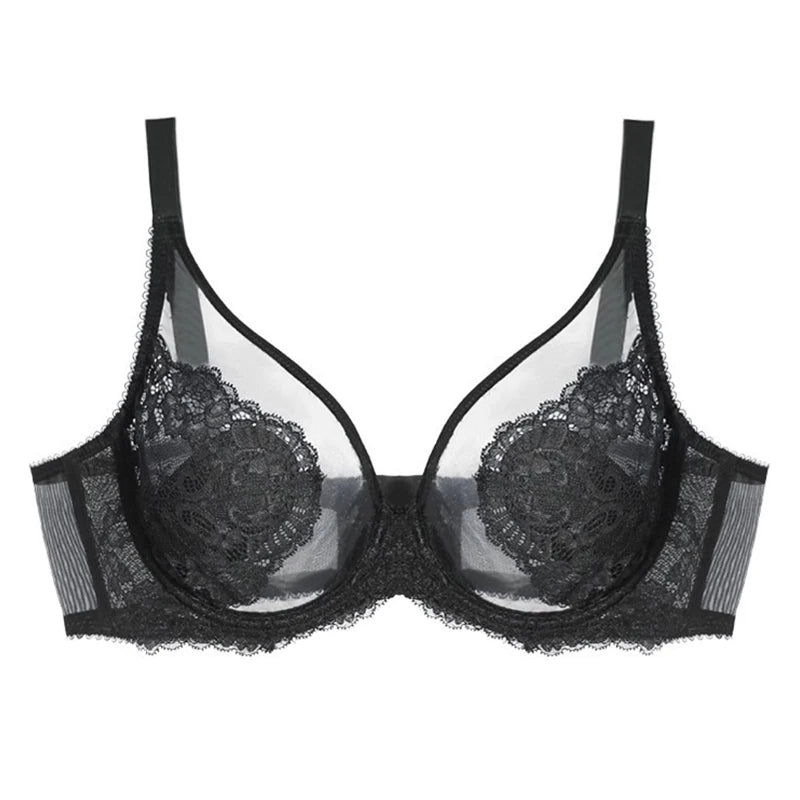 Lingerie Women's Thin Bras Lace Full Cup Bras Beautifully Embroidered BrasAnti-Sagging Ultra-Thin Bras