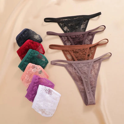 Women's Underwear Lace Panties Floral Lingerie Woman Panties Sexy Thong G-String Female Pantys Perspective Intimates Ne 4PCS