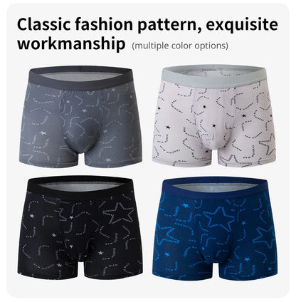4/5Pcs European and American Size MEN'S Printed Fashion Boyshort Comfortable MEN'S Waist plus Size Underwear Sexy Swimming Trunk