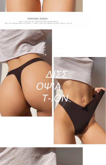 Women's Seamless Thongs - Sexy Sheer Traceless Underwear Breathable Cotton Crotch Soft Thin Panties for Sports & Daily Wear