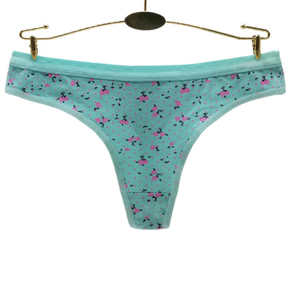 Sexy Women's Thong Cotton G Strings Panties for Ladies Dot Star Printed Tanga Girls Underwear Intimate Underpants 5 pcs/lot