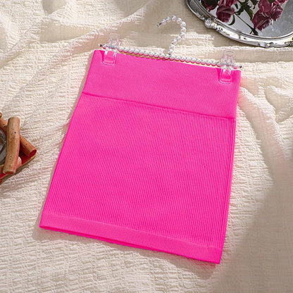 1Pcs Spring Summer New High Waist Elastic Business Women's Mini Skirt Black Slimming Knitted Half Body Skirt Professional Work