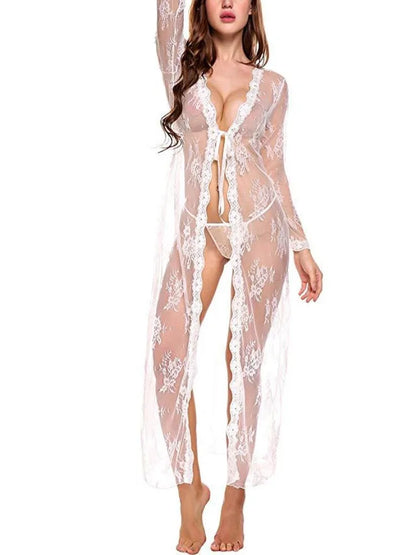 Sexy Women Secret Lingerie Transparent Ball Gowns Babydoll Evening Erotic Nightgown Temptation Long Underwear Nightdress