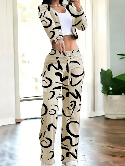 BWQ 2pcs/Set Women Popular Orange Knit Cardigan & Cargo Pant | V-Neck Button-Up Top Pants With Drawstring Waist | Elegant Casual