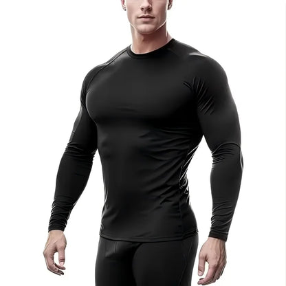 Men Bodybuilding Sports T-Shirt Quick Dry Running Shirt Long Sleeve Compression Top Gym T Shirt Men Fitness Tight Rashgad