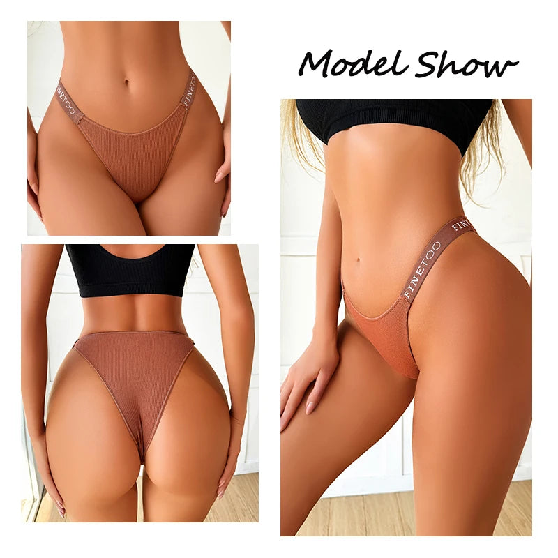 Women's Cotton Panties Sexy Underpants Low Waist Female 4PCS Briefs Finetoo Letters Thong Solid Color Intimate Lingerie M-XL