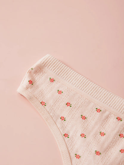 Sexy Women's Cotton Thong Panties 5pcs Low Rise Soft Comfortable Underwear Breathable Ladies Panties Bowknot for Everyday Wear