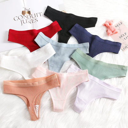 4Pcs Women's Panties G-Strings Set Fashion New Striped Soft Cotton Underwear Sexy Lingerie Sports Breathable Cozy