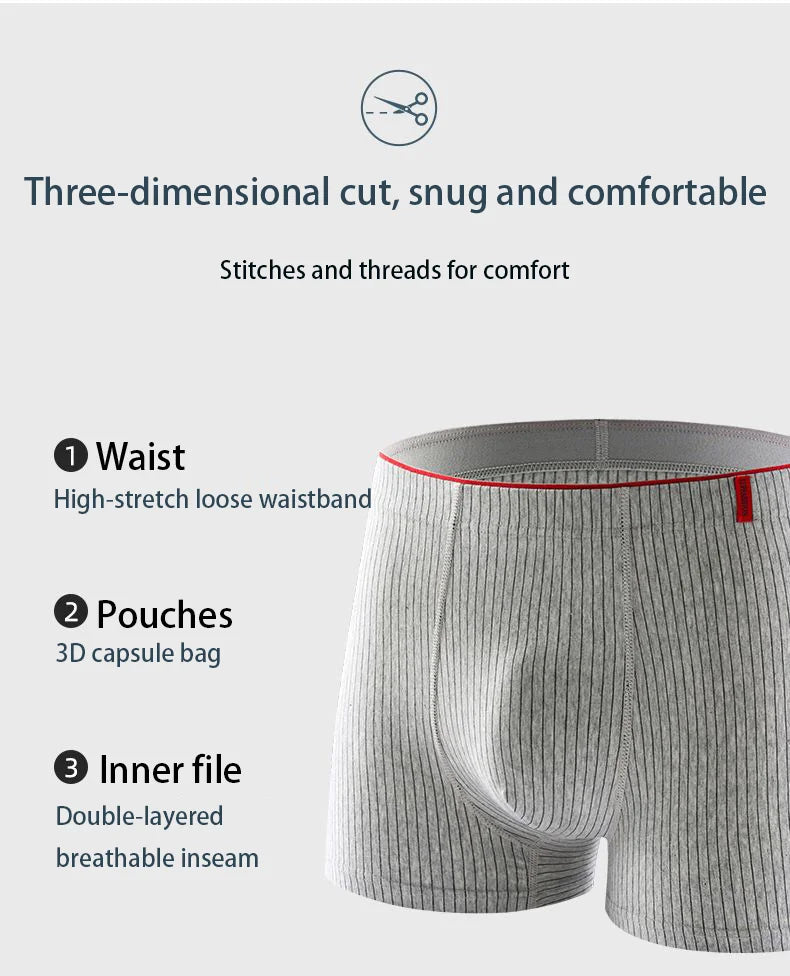 Men's boxer underwear Soft, breathable and comfortable men's briefs Striped trendy personality casual loose boxers