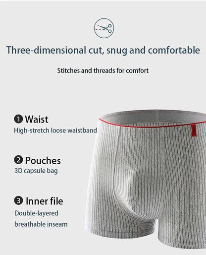 Men's boxer underwear Soft, breathable and comfortable men's briefs Striped trendy personality casual loose boxers