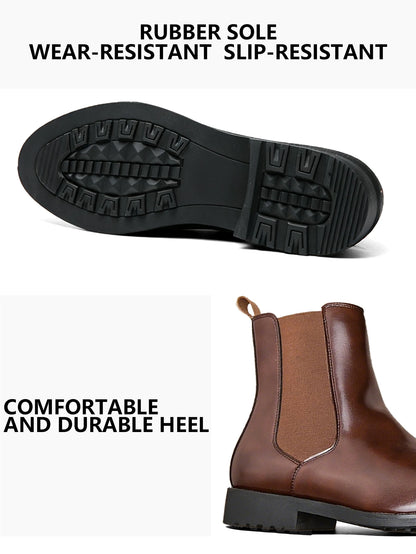 Classic Designer Men Chelsea Boots Slip On Pointed Toe Luxury Middle Ankle Short Leather Boots Men Fashion Business Dress Shoes