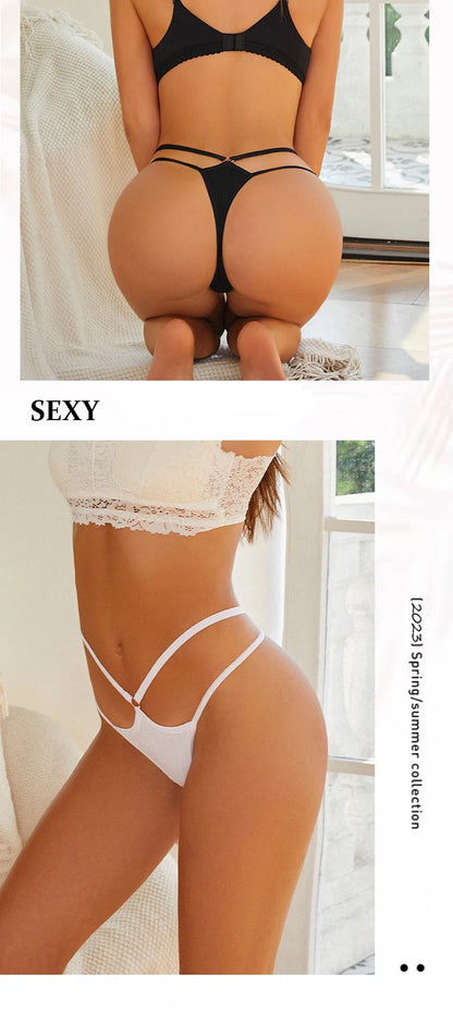 Women Cotton Low Waist Sexy Secret G-string Underwear Hollow Out Elasticity Panties Thong Seamless Brief Breathable Lingerie