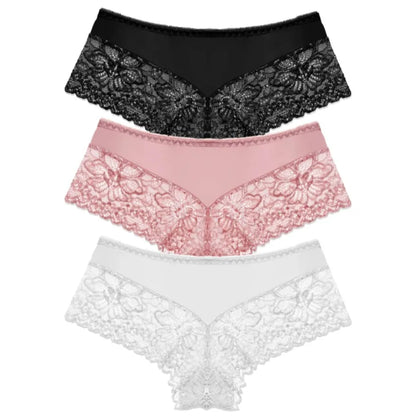 WarmSteps 3Pcs/Set Sexy Lace Panties Women Underwear Flroal Rmantic Women's Pantys Female Lingerie G Strings Thongs Briefs Tanga