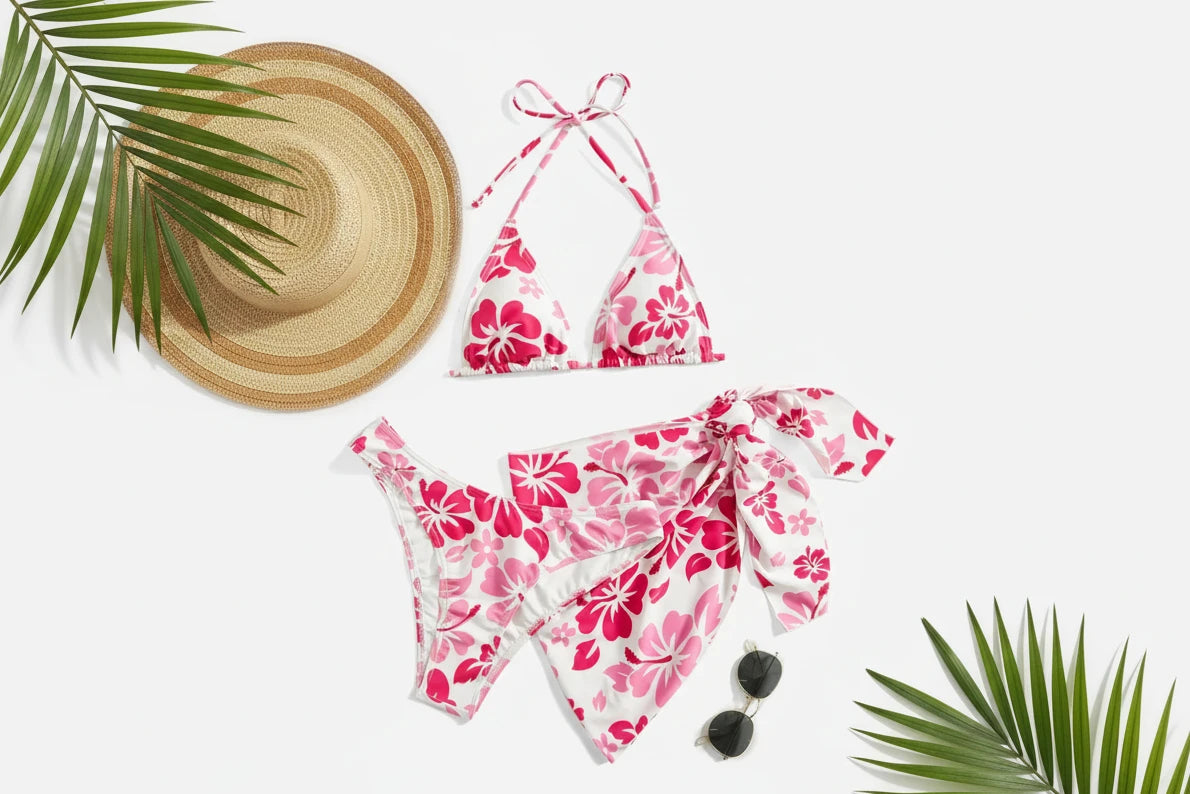 European and American Sexy Swimsuit Skirt Bikini Three-Piece Set