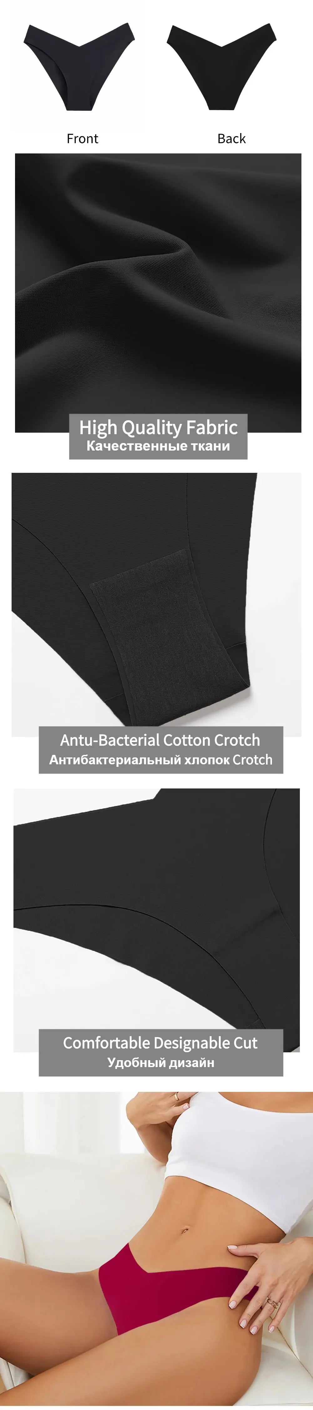 WarmSteps 6Pcs/Set V-Cut Sexy Women's Thongs Panties Plain Ice Silk Female Lingerie Intimate Seamless Underwear Briefs for Woman