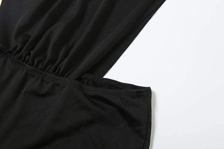 Weird Puss Sexy Women Romper Sleeveless Hollow Patchwork Summer o-Neck Hipster Solid Skinny Stretch Clubwear Ruched Playsuit