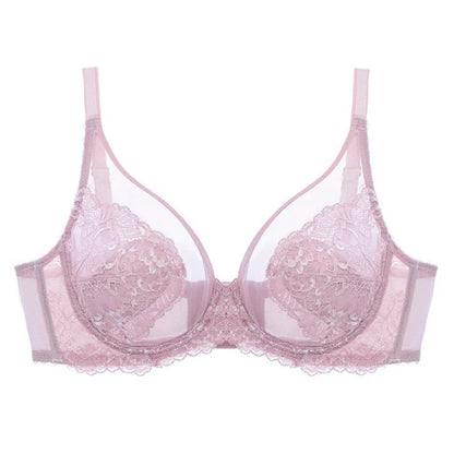 Lingerie Women's Thin Bras Lace Full Cup Bras Beautifully Embroidered BrasAnti-Sagging Ultra-Thin Bras