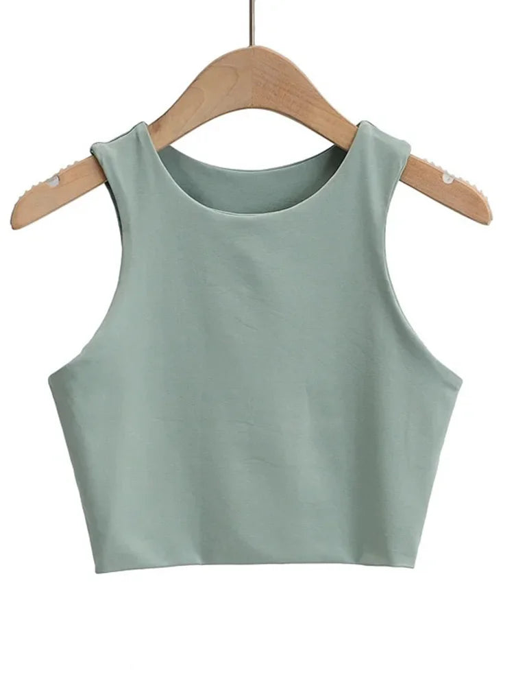 Summer Fashion Women Sexy Slim Tops O-neck Sleeveless Double Nylon Ladies Good Quality Tank Tops 6 Colors