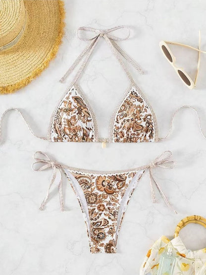 Halter String Triangle Two Piece Bikini Women Swimwear Female Swimsuit Bathers Bathing Swimming Suit Beachwear Summer