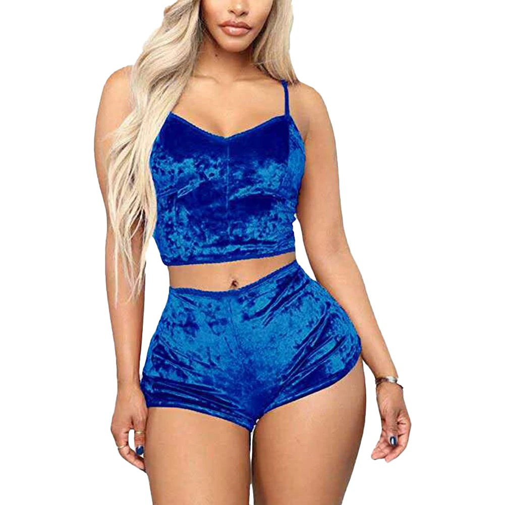 Women Sexy Nightwear Lingerie Sleepwear Underwear Crop Tops Shorts Pajamas Set