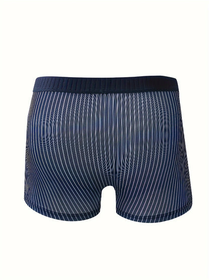Men's underwear, soft and comfortable boxer briefs, 5PCS casual men's striped boxer briefs