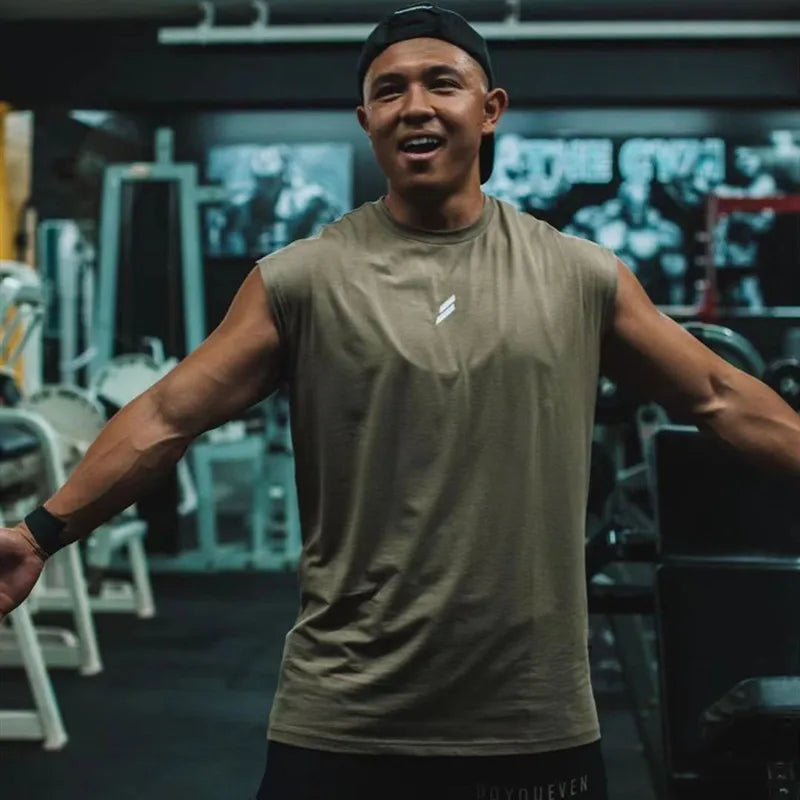 Camiseta deportiva sin mangas para hombre, chaleco de secado rápido, transpirable, holgado, para entrenamiento, Verano