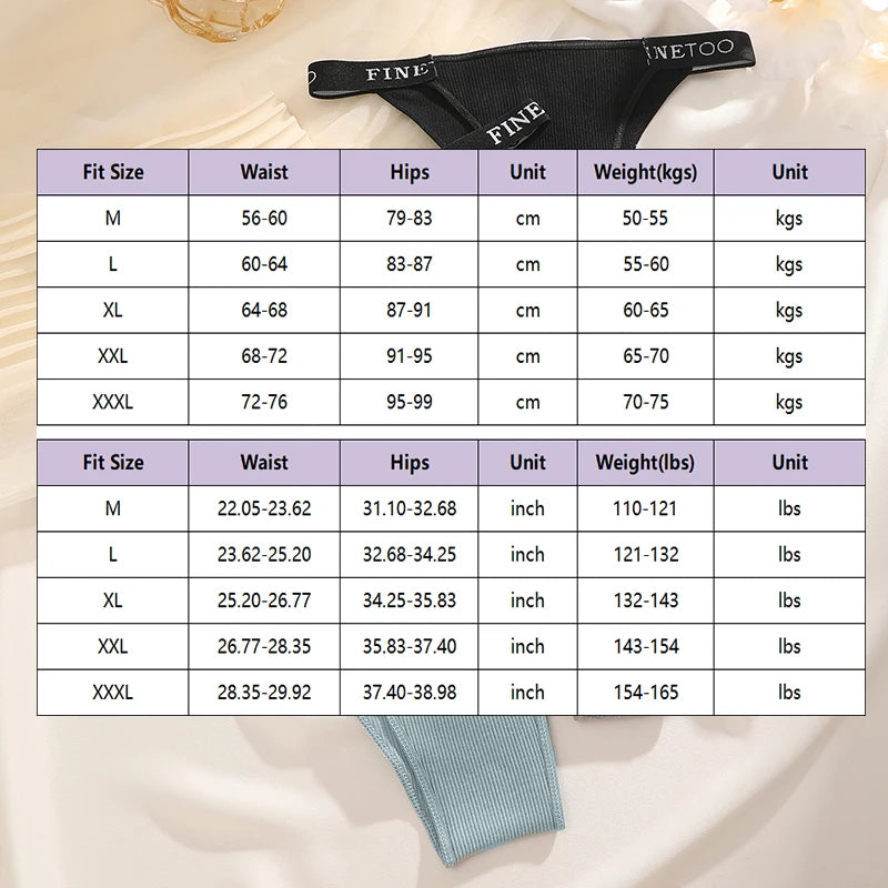 Women's Cotton Panties Sexy Underpants Low Waist Female 4PCS Briefs Finetoo Letters Thong Solid Color Intimate Lingerie M-XL