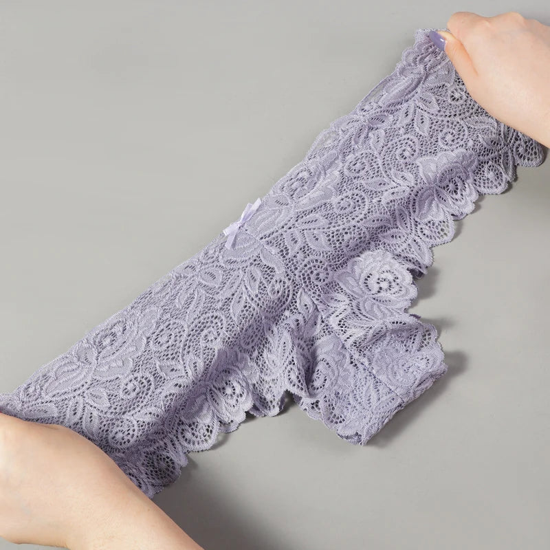 3Pcs Sexy Floral Lace Panties Women Briefs Low Waist Soft Lingerie Comfortable Female Underwear Girls Intimates Panties