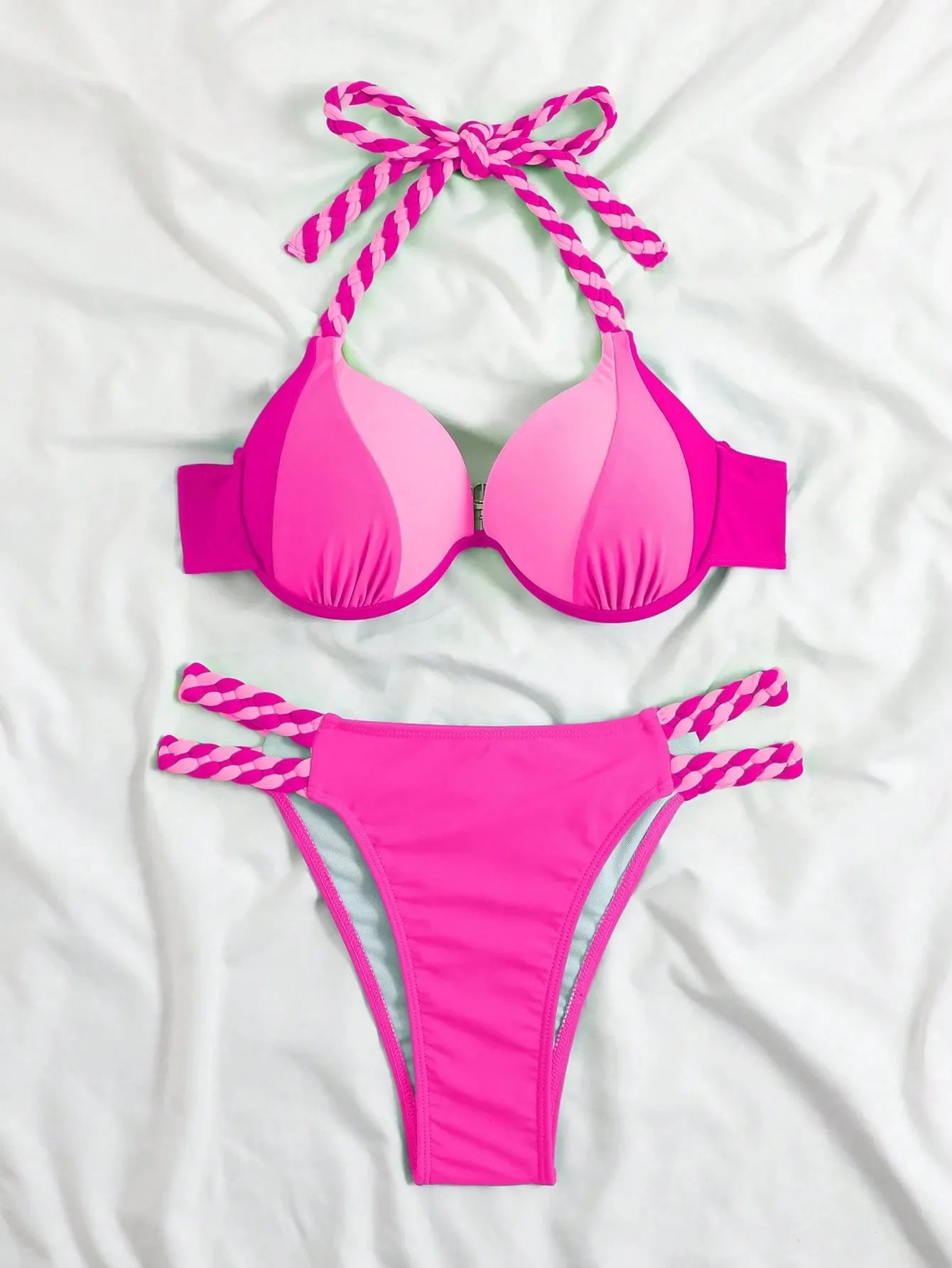 Women's Bikini Solid Color Beach Holiday Swimsuit with Steel Tracer