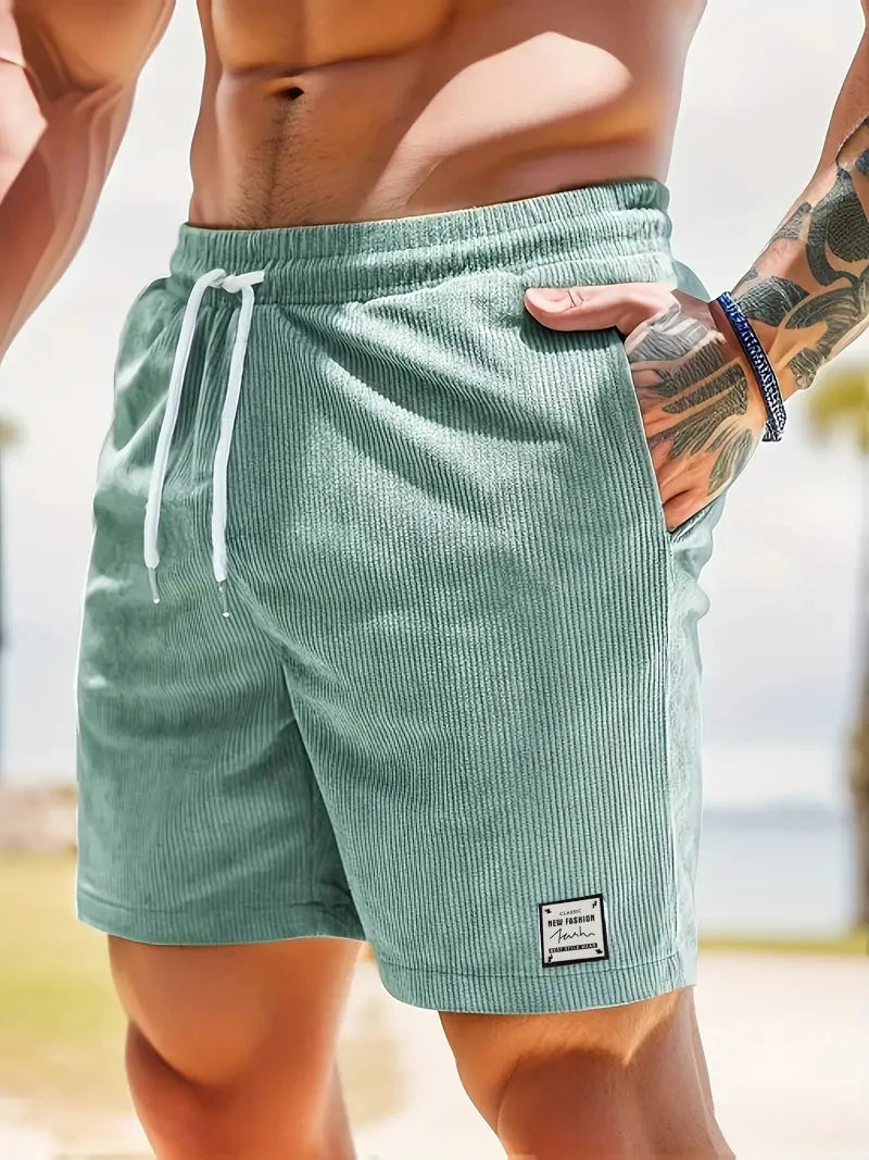 Men's shorts, corduroy, casual five point beach, street, youth, loose and comfortable, student pants