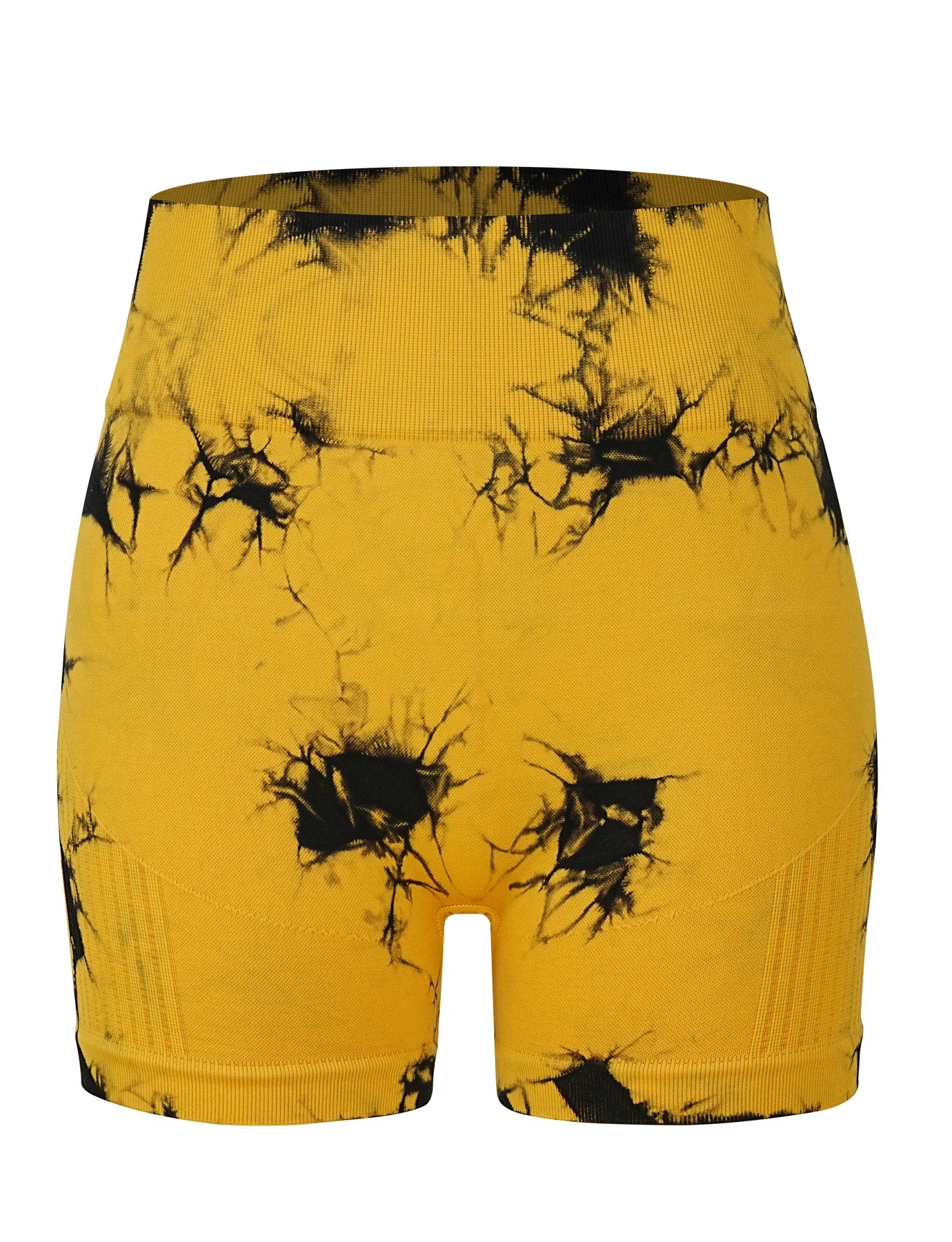 Popular yellow tie-dye suit, breathable nylon material, slanted shoulders, three-point shorts, a good choice for yoga running