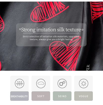 Red Lip Print Satin Slip Nightdress V Neck Backless Mini Sleep Dress Women's Sleepwear Dresses