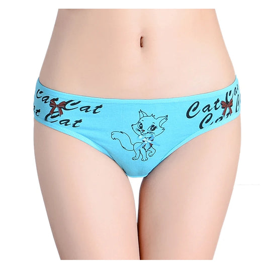 Sexy Thong 5 Pcs for Women Girls Cotton G-Strings Ladies Panties,Cute Cat Print Thongs