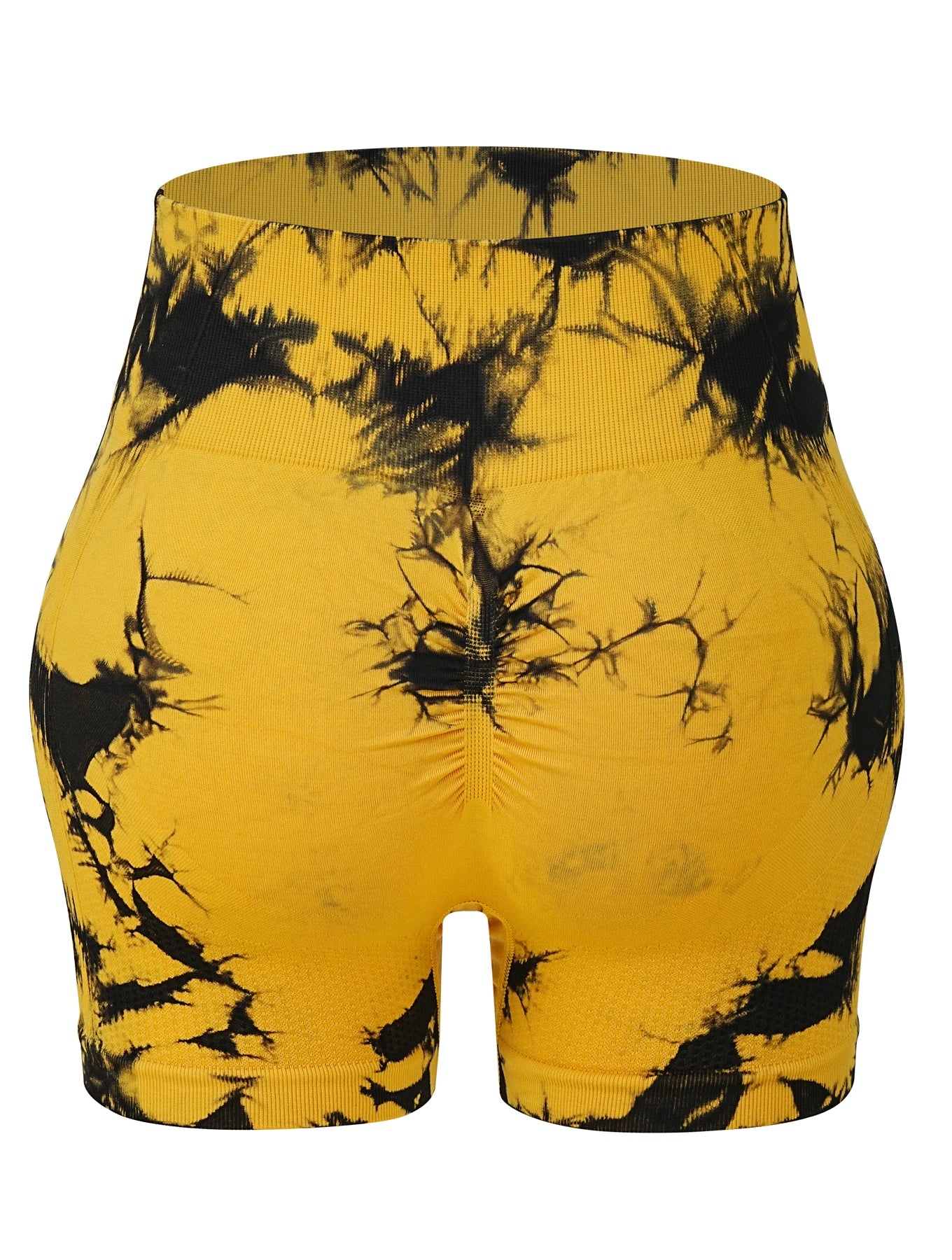 Popular yellow tie-dye suit, breathable nylon material, slanted shoulders, three-point shorts, a good choice for yoga running