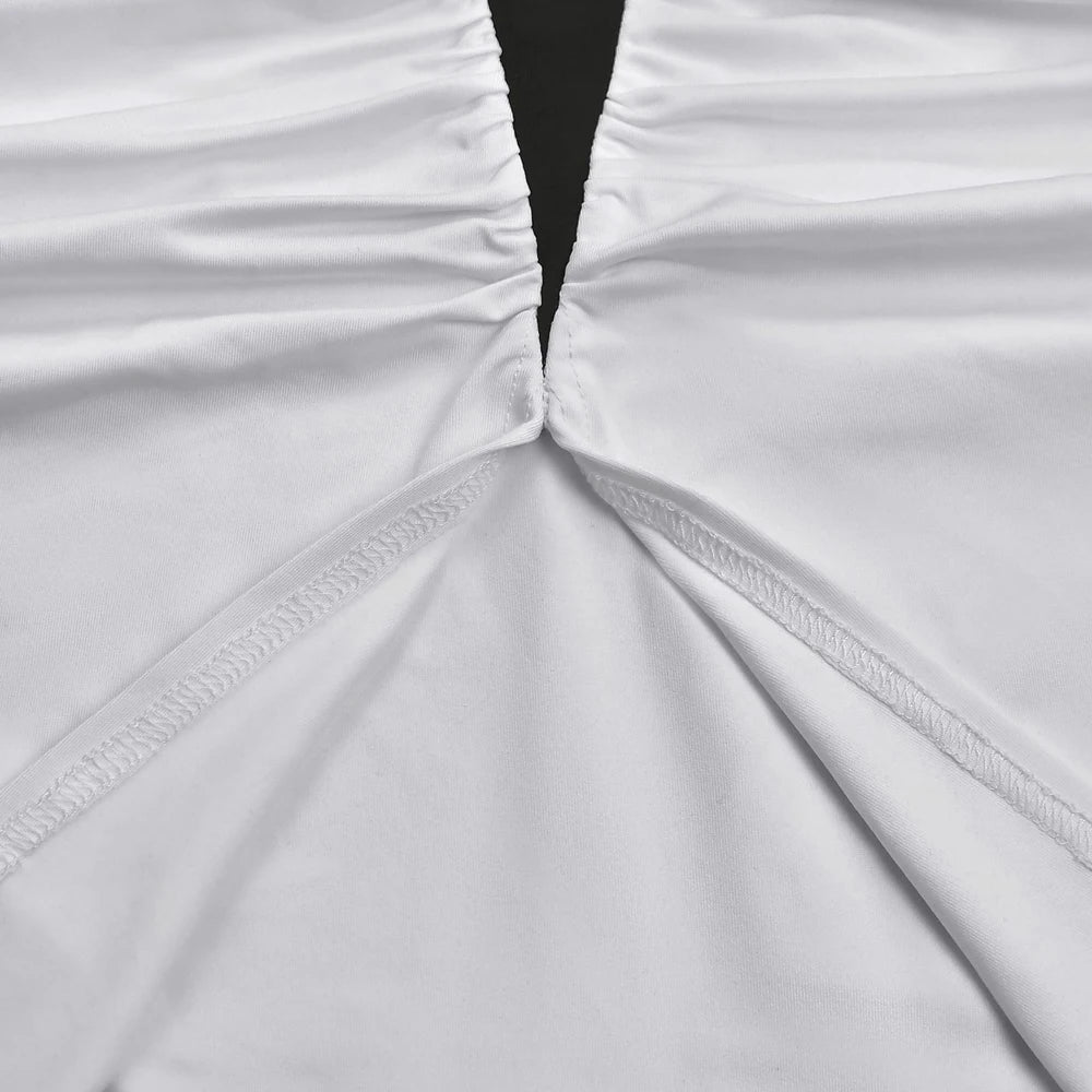 Luxury Women Ruched Dresses Two Tone Contrast Open Back Maxi Halter Midinight Robes Evening Sexy Party Long Dress