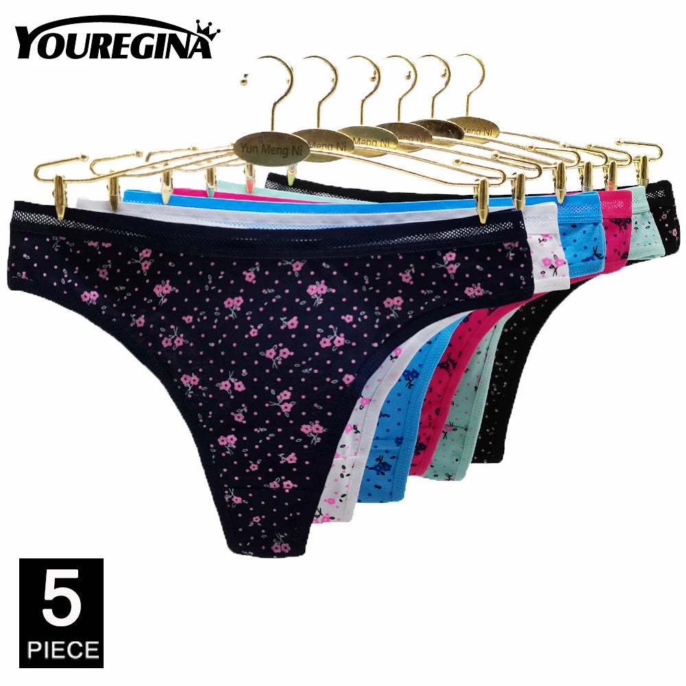 Women Panties Cotton Sexy Strings Tangas Mujer Female Underwear Big Size M XXL Thongs Breathable Lingerie G-string 5 pcs/lot