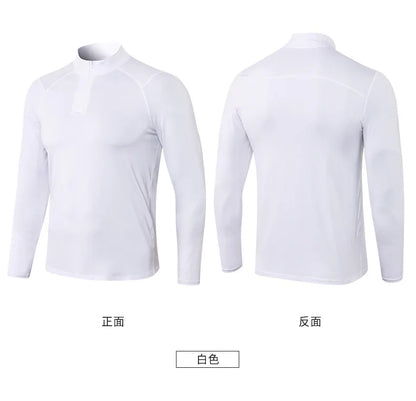 Men's Autumn Fitness Long-Sleeved Quick-Dry Running Tops Half-Zipper Slim-Fit Training Sweatshirt Baselayer Undershirts