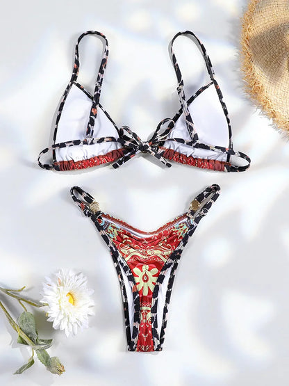 Extreme Print Bikini for Women Cut Out Swimwear Low Waist Swimsuit Micro Bikinis Set Bathing Suit Triangle Beachwear
