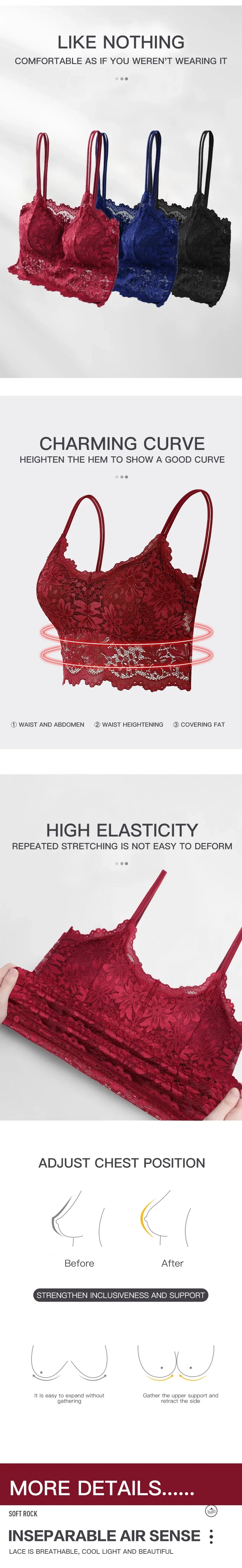 New Women Lace Bras Top Comfortable Bralette Solid Color Sexy Underwear Vest Female Hollow Out Wireless Lingerie Seamless Bra