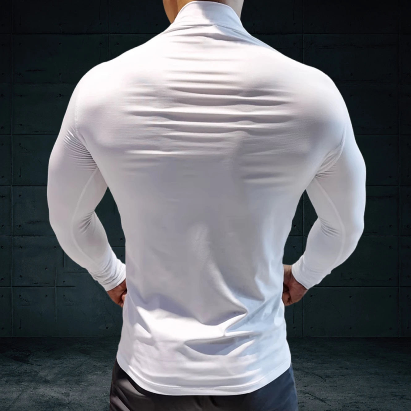 Autumn New Sports Shirt Men High Neck Compression Shirt Long Sleeved Training Top High Stretch Undershirt