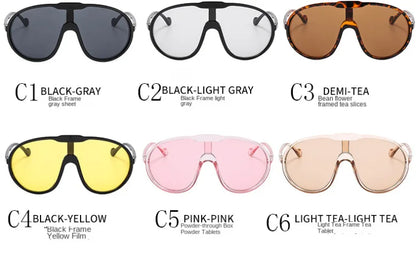 Trend Oversized Pilot Sunglasses Women Luxury Brand Designer Big Frame Cycling Sun Glasses Men Punk One Piece Len Black Yellow