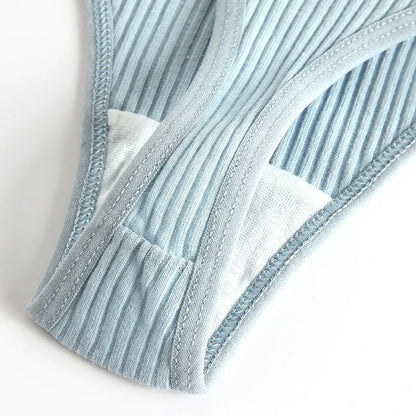 4Pcs Women's Panties G-Strings Set Fashion New Striped Soft Cotton Underwear Sexy Lingerie Sports Breathable Cozy