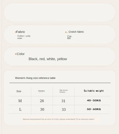 4PCS Sexy WOMEN'S Cotton Thong Underwear for Europe and the United States 22 to 34 Inch Waist Women