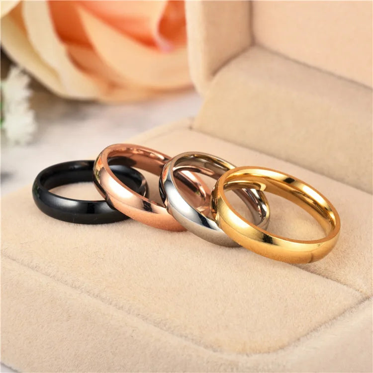 Simple 6mm Titanium Ring Women Men Prevent Allergy High Polished Wedding Rings Stainless Steel Couple Finger Jewelry Gifts