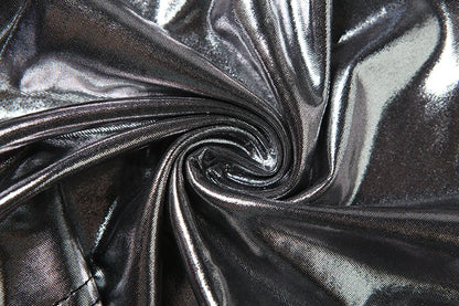 Sisterlinda Silky Shiny Playsuits Fashion Solid Stunning Reflective O-neck Backless Sleeveless Slim Rompers Mujer Party Clubwear