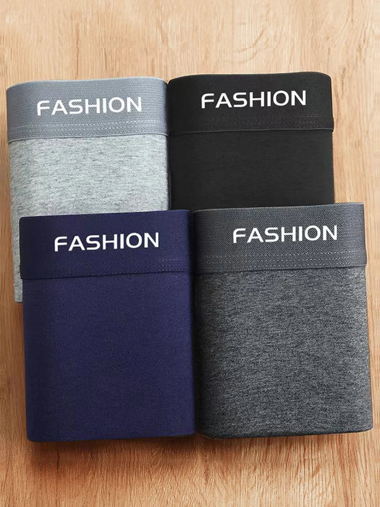 4-pack of Men's Underwear, Soft, Breathable, Comfortable and Loose, Trendy, Fashionable and Highly Elastic Boys' Boxer Briefs Shorts