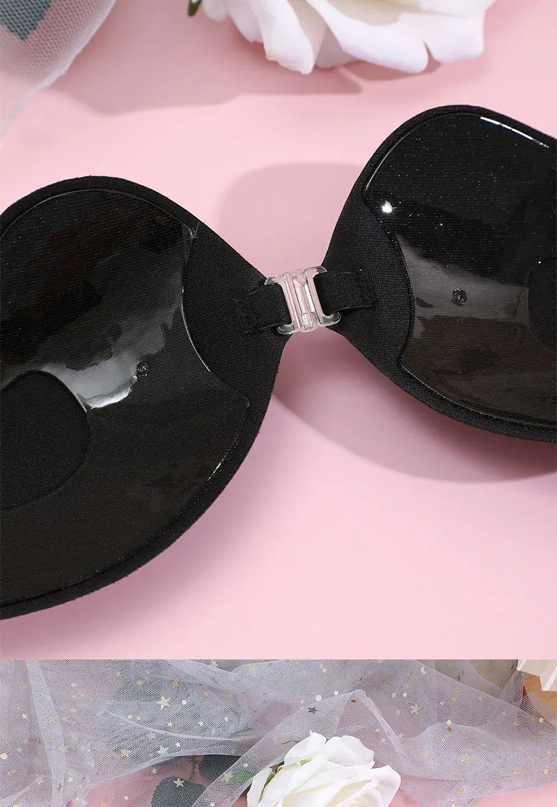 FINETOO 1Pair Women Invisible Underwear nubra Breast Patch Tow-Color Hypoallergenic Mango Cup bra Silicone Non-Falling Off Thin