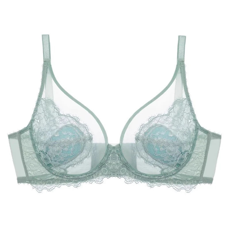 Lingerie Women's Thin Bras Lace Full Cup Bras Beautifully Embroidered BrasAnti-Sagging Ultra-Thin Bras