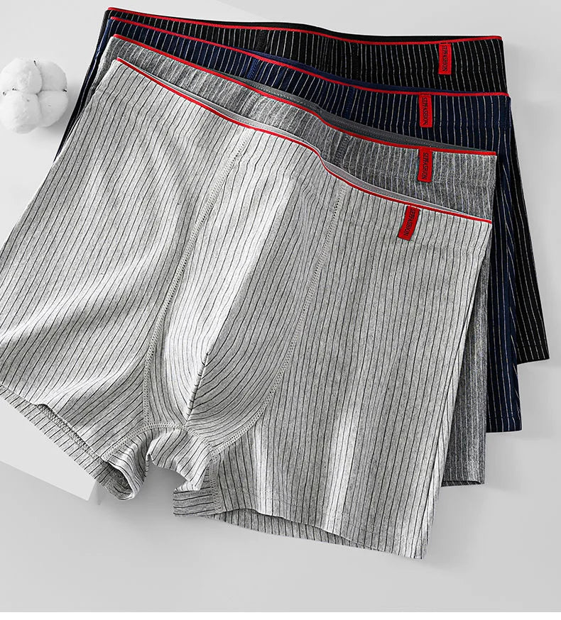 Men's boxer underwear Soft, breathable and comfortable men's briefs Striped trendy personality casual loose boxers