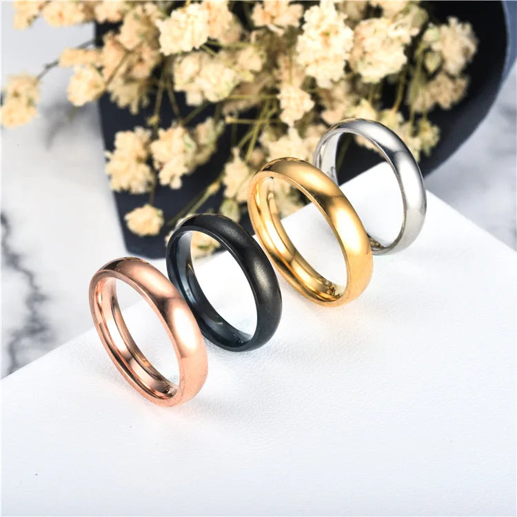 Simple 6mm Titanium Ring Women Men Prevent Allergy High Polished Wedding Rings Stainless Steel Couple Finger Jewelry Gifts